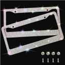 Bling License Plate Frames with High End Ribbon Gift Box,2 Pack Rhinestone License Plate Frame,Handcrafted Crystal Premium Stainless Steel Bling License Plate Frame for Women,Party,Birthday,Xms Gift