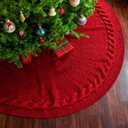 24 Inches Knitted Christmas Tree Skirt for 3-4Ft Tree, Small Tree Skirts for Pencil Tree, Cable Knit Red Thick Christmas Tree Mat, Rustic Farmhouse Decorations Xmas Home Party Holiday DecorRed 24
