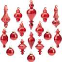 Christmas Ball Ornaments Glass Drop Decoration Holiday Trees Wreaths Garland Decor Red Color Size: 1.57''-5.39''(17 Pieces)