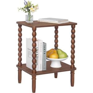 Fultyle Small Side Table, Walnut End Table with 2-Tier Shelf, Nightstand
Vintage Coffee Table for Bedroom, Living Room, Small Spaces, Solid Wood Legs (Walnut Brown)