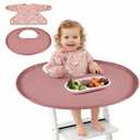 RICHER HOUSE Coverall Baby Feeding Bib, for High Chair Food Catcher, Long Sleeves Eating Bib for Highchair and Table, Detachable, Waterproof, Baby Bibs for Babies from 6 Months to 3 Years, Pink