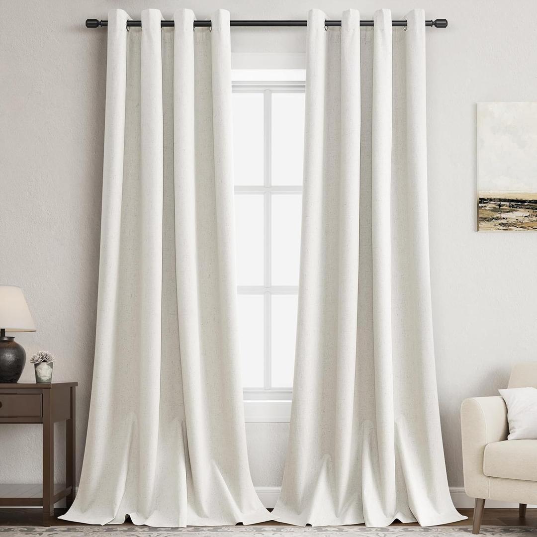 100% Black Out Curtains 108 Inches Long Grommet Living Room Darkening Window Curtain Panel Natural Earth Tone Farmhouse Style Thermal Insulated Linen Black Out Drapes 108 Inches Long for Bedroom (52"W x 108"L (Pack of 2)) 100% Black Out Curtains 108 Inches Long Grommet Living Room Darkening Window Curtain Panel Natural Earth Tone Farmhouse Style Thermal Insulated Linen Black Out Drapes 108 Inches Long for Bedroom (52"W x 108"L (Pack of 2))