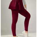 SOLY HUX Women's Leggings with Pleated Skirt Elastic High Waisted Workout Yoga Skinny Pants Pure Burgundy Medium