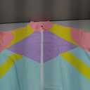 80s Windbreaker Jacket for Women, Retro Color Block Casual Coat Neon Long Sleeve Outerwear (L)