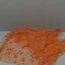 Floral Applique Burnt Orange Fabric, 34" x 62"