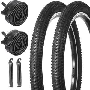 yeesport Mountain Bike Tires 20/24/26x1.95" Bike Tire Tube Set, 2 Pack 20/24/26 inch Bicycle Tires Tubes Schrader Valve Tire Levers Puncture-Resistant for BMX, Kids Bike