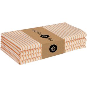 Native Fab Cloth Napkins 18x18 inches, 100% Cotton Vintage Stripped Dinner Napkins, Set of 4, Soft Breathable Absorbent, Machine Washable Cloth Napkins, Orange Beige