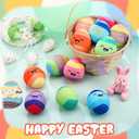 Thenshop 12 Pcs Easter Plush Eggs, Colorful Happy Easter Print Stuffed Eggs, Soft Basket Stuffers Goodie Bags and Party Favors for Hunting Party Favors Gift for Kids