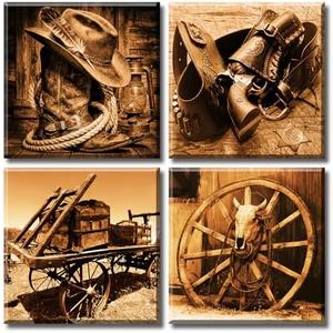 DJSYLIFE Western Decor Cowboy Wall Art for Men's Bedroom Office Canvas Printed Poster Home Decoration Artwork 12" W x 12 H x 4