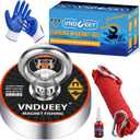 VNDUEEY Magnet Fishing Kit, 500Lbs(227Kg) Fishing Magnets with Rope - Includes Pulling Force Fishing Magnet, 20m (65 Foot) Durable Rope with Two Carabiner, Non-Slip Protective Gloves