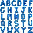 TONIFUL 52 Pieces 16 Inch Navy Blue Letter A-Z Balloons,Custom Phrase Mylar Foil Alphabet DIY Personalized Phrase Banner for Birthday Anniversary Celebration Graduation Party Supplies Decoration