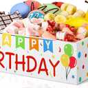 Birthday Party Supplies Decorations Wooden Happy Birthday Snack Box Basket with Handles Party Trays and Platters Reusable Snack Holder Organizer Container for Food Cookies Bar Chips Candy