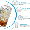 SevvyNaut 20 oz Glass Tumbler with Lid and Straw, 1  Pack Clear Ribbed Iced Coffee Cup, High Borosilicate Glass Tumbler, Reusable Vintage Glassware for Iced Coffee, Smoothies, Cocktails, and Juices