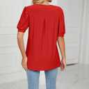 PerZeal Women's Summer Tops Tunic V Neck Ruffle Half Sleeve Blouses Short Sleeve Casual Loose Tops T-Shirts Red Large
