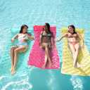 Sloosh 3 Pack Inflatable Pool Mat Swimming Pool Mattress Float Lounge with Headrest, Pool Float Air Mat for Adults 64x32 inch (Blue/Pink/Yellow)