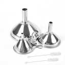 Stainless Steel Funnel, 3 Pcs 3 Different Size Funnels with 2 Cleaning Brush for Filling Bottles Flask in Kitchen (1)