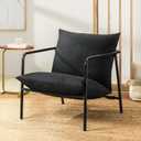 Mellow Wyn Sling Accent Chair with Arms/Casual Home Metal Framed Armchair with Plush Foam Cushions (Black)