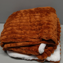 Linecooo Burnt Orange Sherpa Fleece Throw Blanket 50”×60” for Couch Sofa Bed, Double Side Soft Fuzzy Cozy Plush Thick Flannel Blanket with Striped Design Gift for Mother Woman