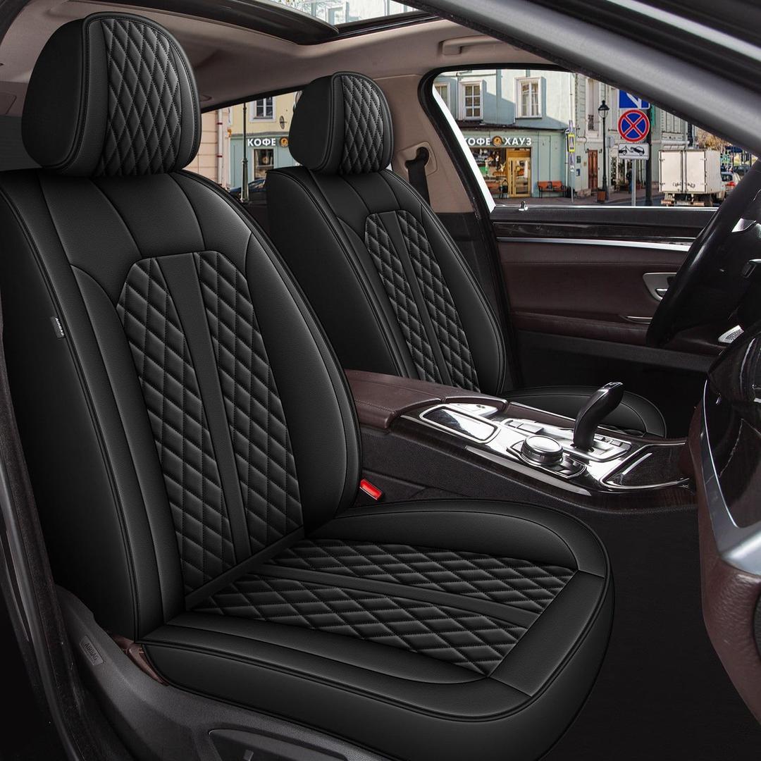 Car Seat Covers Full Set Fit for Kia Seltos 2021-2025 2026: 5 Seat Auto Interior Accessories, Waterproof Faux Leather Vehical Car Seat Cushions CoverBlack