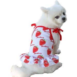 Harkaji Pet Clothes,Lovely Summer Fruit Dog T-Shirt Puppy Clothes Dog Skirt Dress Cats Clothes for Small Dogs Cats Puppy (S, Strawberry Skirt)