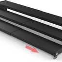 Spice Rack Organizer 3 Tier Expandable Display Shelf(12.8"-24.01" W) Non-skid Heavy Duty Sturdy Metal Iron Alloy Steel Step Racks 1 Pack/Black (1 PACK/BLACK, 1 Pack/Black)