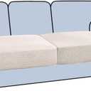 H.VERSAILTEX Stretch 2 Piece T Cushion Sofa Slipcovers Individually Sofa Cushion Covers for 2 Cushion Couch Sofa Seat Cushion Covers with Elastic Bands Featuring Thicker Jacquard Fabric, Ivory, 13.3"D x 12"W x 4.2"H