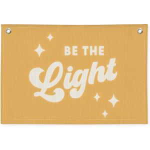 Inspirational Be The Light Linen Canvas Banner, Sunshine Gifts Christian Religious Inspirational Wall Hanging Yellow Canvas Banner for Party Boys Girls Room Nursery Playroom 20x30