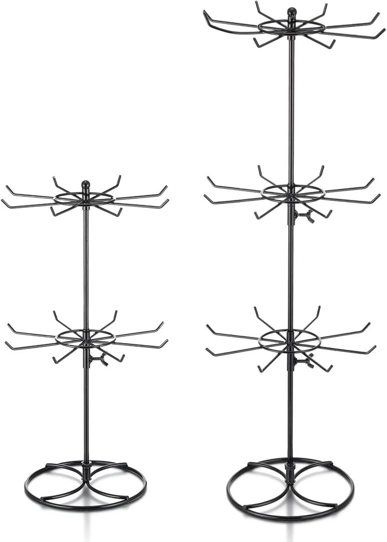 Tandefio 2 Pcs Rotating Display Stands 2 Tier and 3 Tier Metal Retail Rack Spinning Holder for Jewelry Bracelet Earring Keychain Display Vendor Events Supplies