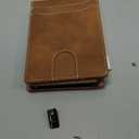 furid Card Wallet For Men Slim: Smart Rfid Minimalist Front Pocket Pop Up Wallet with ID Window - Gifts for Husband Father at Birthday Anniversary (Brown Leather)