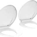 2-Pack Elongated Slow Close Toilet Seats, White Polypropylene (PP) Covers with Never Loosen Feature, Quiet Design for Easy Installation and Cleaning