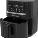West Bend Compact Air Fryer 5-Quart Capacity with Digital Controls LCD Display and 10 Cooking Presets with Shake Reminder, Nonstick Frying Basket, 1500-Watts, Black