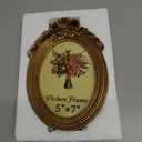 JANDERART Vintage Oval Picture Frame 5x7 Inch, Antique Ornate Photo Frames with Glass Front, Tabletop & Wall Hanging, Gold