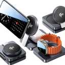 LISEN Qi2 Charging Station for Apple Magsafe Multiple Devices - 3 in 1 Foldable Magnetic Wireless Charger Dock - Travel Charging Stand for Apple iPhone 16 15 14 13 12 Pro Max Plus Watch & Airpods (Silver)