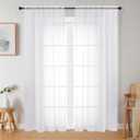 White Sheer Curtains 84 Inches Long 2 Panels Set for Bedroom Living Room, Soft Airy Light Filtering Modern Solid Rod Pocket Drapes Window Treatments, White, Each 42" W x 84" L