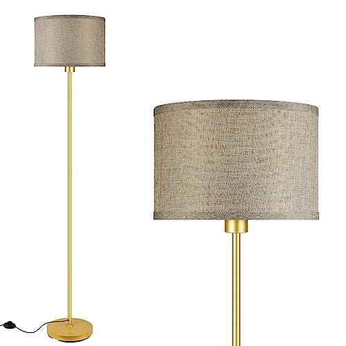 Floor Lamp Gold, Standing Lamp, 58" Small Tall Lamps with Jute Lampshade, Simple Pole Lamp for Bedroom, On/Off Footswitch, Gold Lamps for Living Room/Office/Boho,Christmas Gift for Kids(No Bulb)