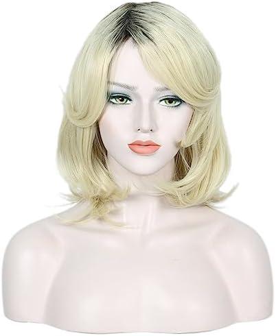 Linfairy Short Halloween Costume Cosplay Wig for Women (Blonde Ombre)