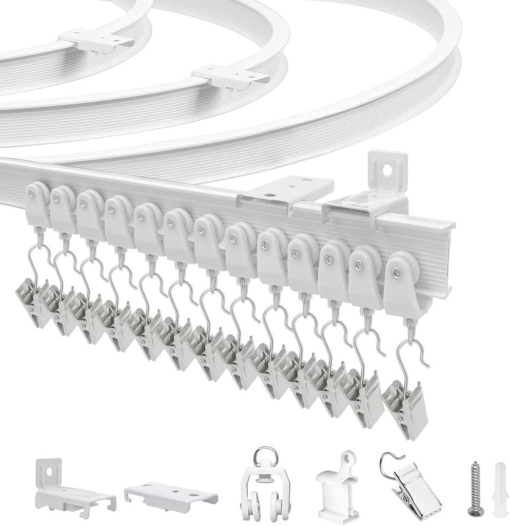 Flexible Bendable Ceiling Curtain Track 14Ft Curtain Rail Wall Mount Curved Sliding Ceiling Track for Bay Window, RV, Hospital System, Room Divider