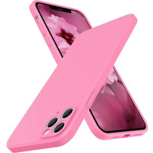 SURPHY Design for iPhone 11 Pro Max Case with Camera Protection, Straight Edge Design Liquid Silicone Slim Case, Pink
