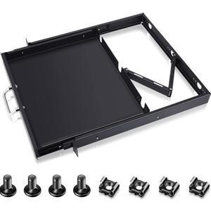 1U Rack Mount Sliding Keyboard Tray Cantilever Network Equipment Racks 19 Inch Cabinet Drawer Sliding Shelf for Server Data Music Studio Accessories, 19 x 17 x 1.75 inches