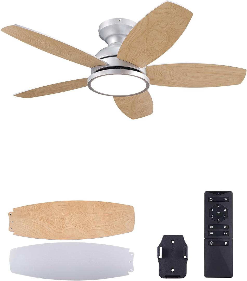 VONLUCE Ceiling Fans with Lights, 36 Inch Ceiling Fan and Remote, FullSpectrum LED Light, 3CCT, 6Speeds Noiseless Reversible DC Motor, Modern Ceiling Fan for Bedroom Living Room Farmhouse, Nickel