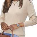 Arach&Cloz Women's Wool Blend Classic Crew Neck Casual Fall Sweaters (Medium)
