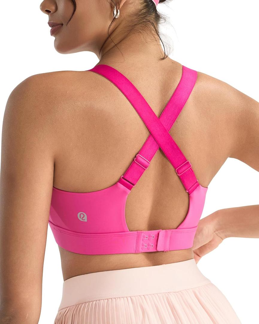 RUNNING GIRL Sports Bras for Women High Support, Adjustable Straps Hook Back Sports Bras for Women with Sewn in Pads (XL)