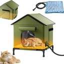 Heated Outdoor Cat House for Outsid-Wide Winter Shelter for Ferals - Cat House for Outdoor Cats, Heated House for Outside Weatherproof Insulated Protection 22.5 x 17 x 17