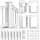 2 Sets Vinyl Fence Railing Bracket Kit with Screws Straight Porch and Deck Railing Bracket Fits for 2″ x 3.5″ White Top and Bottom for Yorkshire and Bolton