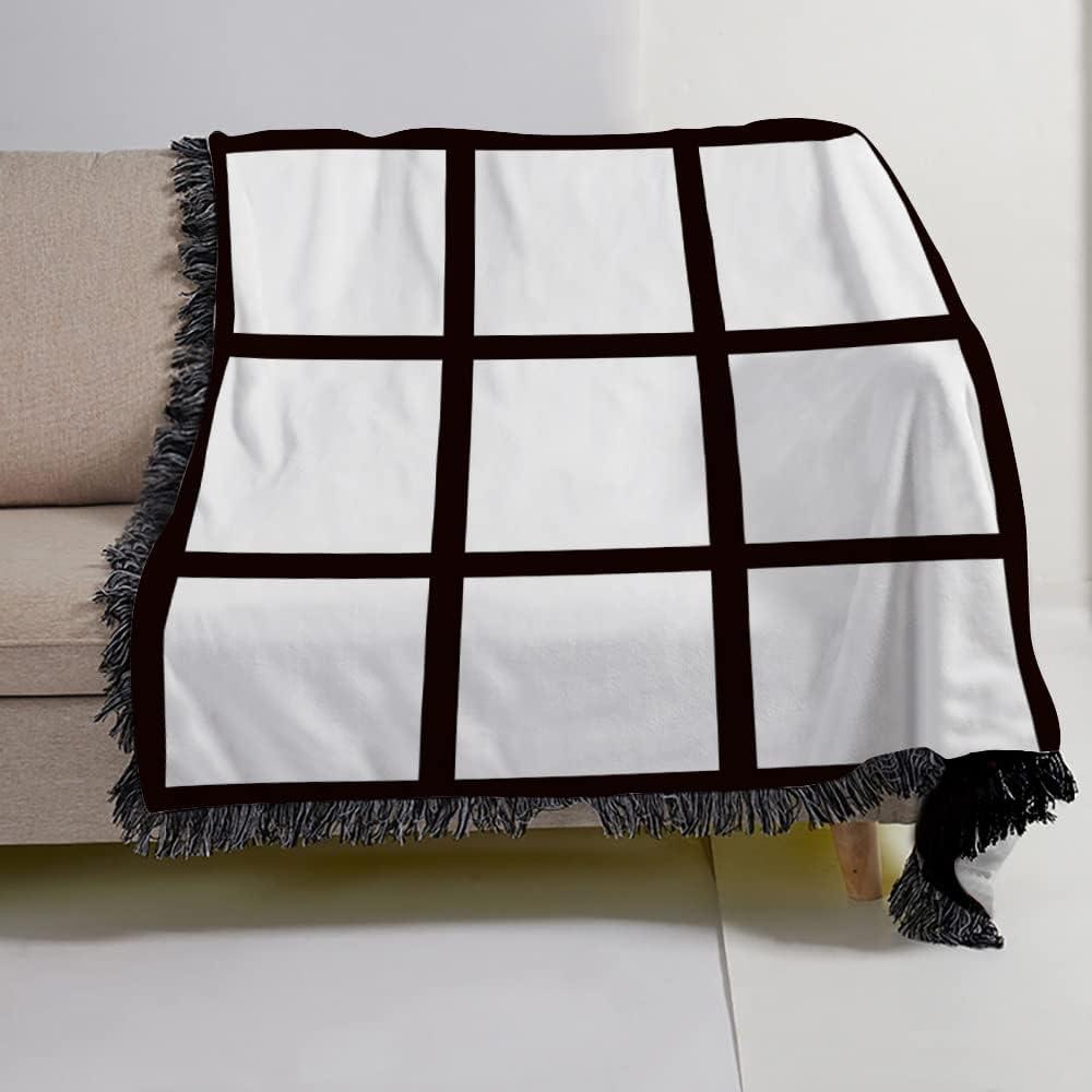 Sublimation Blanks Throw Blanket 1/9/15/20 Printable Panels,Super Soft 330GSM Flannel Plush Sublimation Custom Personalised Photo Blanket (9 Panels, 50'' x 40'')