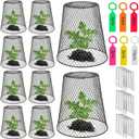 Chicken Wire Cloche Plant Covers - Garden Plant Cloche Metal Heavy Duty Plant Protectors from Animals for Keeping Bunnies Chicken Squirrels Birds Other Out (10, Black), Large