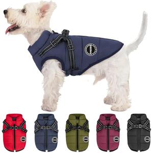 V.PET.B.R Dog Winter Coat,Warm Jacket Paded Fleece Pet Vest with Built in Harness, Windproof Reflective Cozy Adjustable Snow Pet Coat Clothes with Zipper for Large Dogs