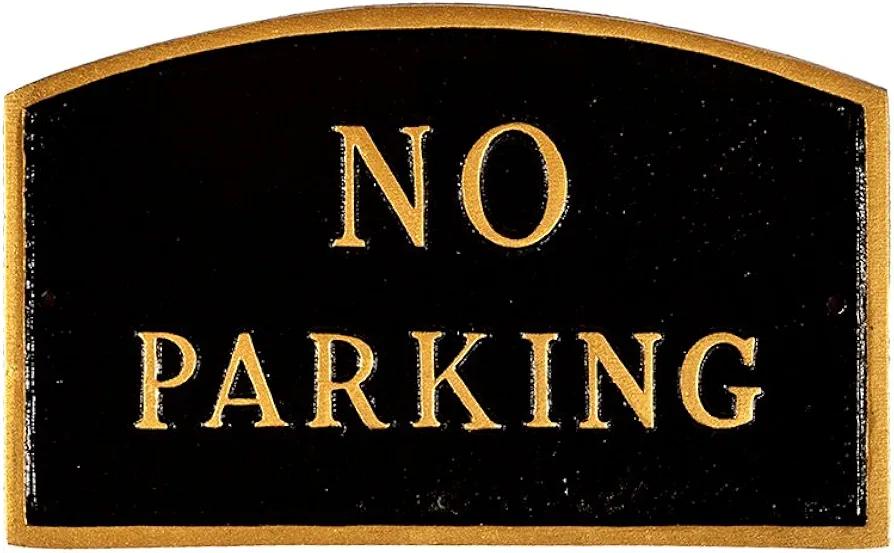 Montague Metal Products SP-8S-BG No Parking Arch Statement Plaque, Standard, Black and Gold