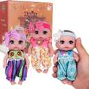 6" Cute Small Baby Doll Newborn Baby All Vinyl Reborn Baby Dolls for Girls Swivel Mini Dolls 16 cm Crying Baby DIY Toys for Ages 3 (Yellow)