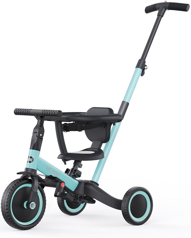 newyoo Toddler Tricycles for 1-3 Year Olds, Toddler Bike, Baby Balance Bike, Christmas and Birthday Gift for Boy and Girl, Trike with Push Handle, Safety Guard, Safety Belt, Blue, TR008